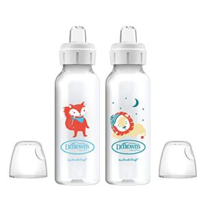 Dr. Brown’s Options+ Sippy Spout Baby Bottles, Fox & Lion, 8 Ounce, 2 Count